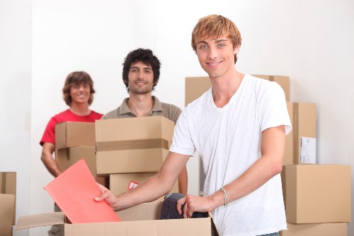 Professional movers handling household items